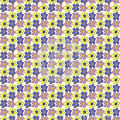 Seamless Pattern with Hand Drawing Flowers. Summer Texture. Vector Illustration