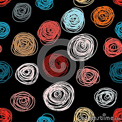 Seamless pattern of hand drawn abstract roses. Background ornament in vintage style Vector Illustration