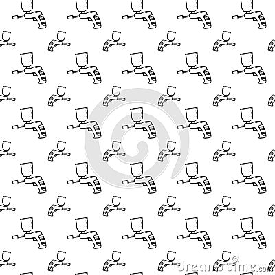 Seamless pattern hand drawn atomizer for painting car. Doodle black sketch. Sign symbol. Decoration element. Isolated on white bac Vector Illustration