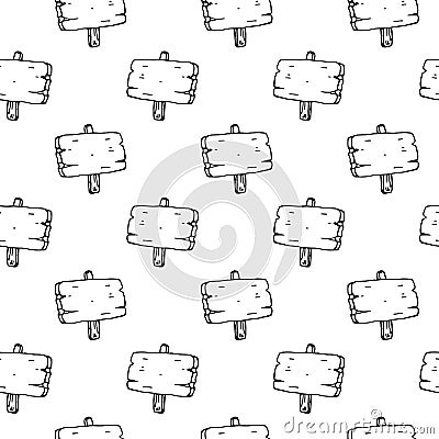 Seamless pattern hand drawn billboard. Doodle black sketch. Sign Vector Illustration