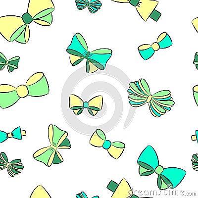 Seamless pattern with hand drawn Bows. Vector Illustration