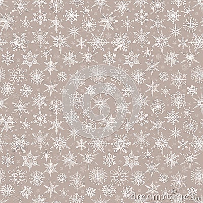 Seamless pattern with hand drawn doodle snowflakes. Can be used for wallpaper, pattern fills, textile, web page Vector Illustration