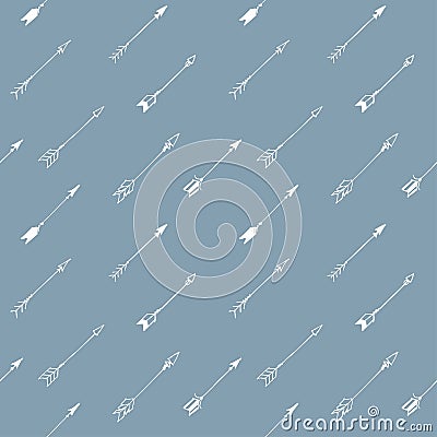 Seamless pattern with hand drawn flying arrows Vector Illustration