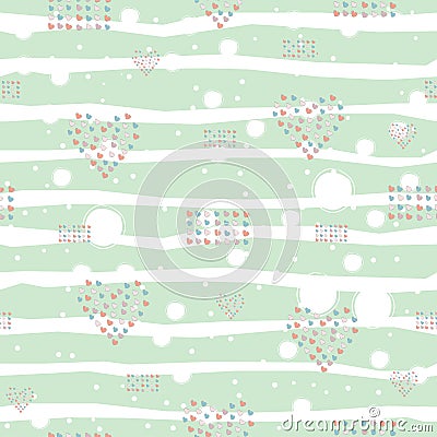 Seamless pattern, hand drawn hearts in brush organised into hearts and rectangles Stock Photo