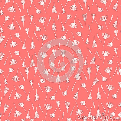 Seamless pattern with hand drawn inflorescences in Ditzy style for surface design and other design projects Vector Illustration