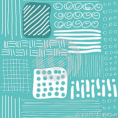 Seamless pattern with hand drawn lines, dots and Vector Illustration