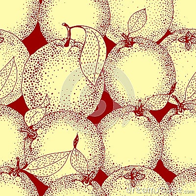 Seamless pattern of hand drawn oranges and slices in sketch style. Vector illustration Vector Illustration
