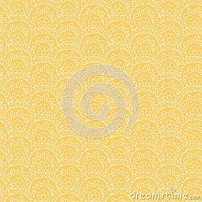 Seamless pattern with hand drawn ornament on a yellow background Vector Illustration