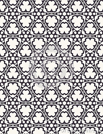 Seamless pattern hand drawn ornamental tracery motif circle background. Trellis stylized allover print. Vector intricate floral Stock Photo