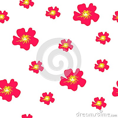 Seamless pattern hand drawn red mallows on white background. Abstract simple drawing summer floral print, vector eps 10 Vector Illustration