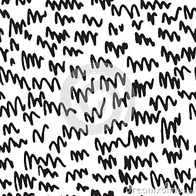 Seamless pattern with hand-drawn sketch wavy lines. Vector Illustration