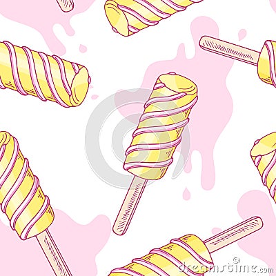 Seamless pattern with hand drawn twisted fruity Vector Illustration