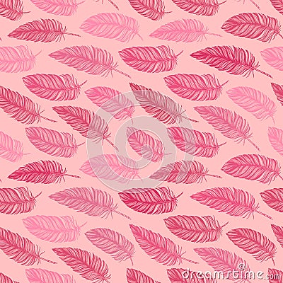 Seamless pattern. Hand drawn vector vintage illustration - Feath Vector Illustration