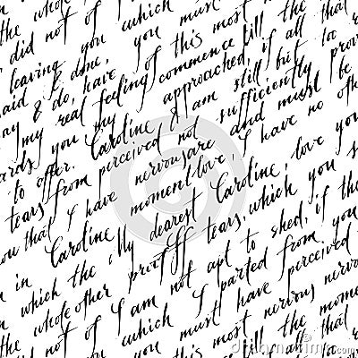 Seamless pattern with handwriting text Vector Illustration