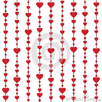 Seamless pattern with hanging heart garlands Vector Illustration