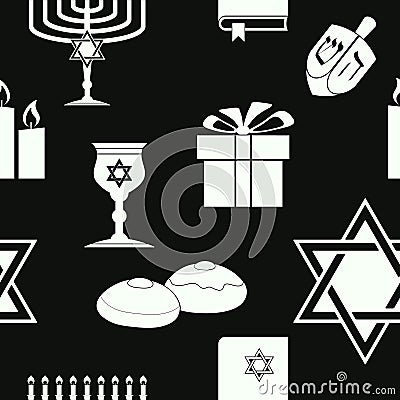 Seamless pattern with hanukkah symbol icons Vector Illustration