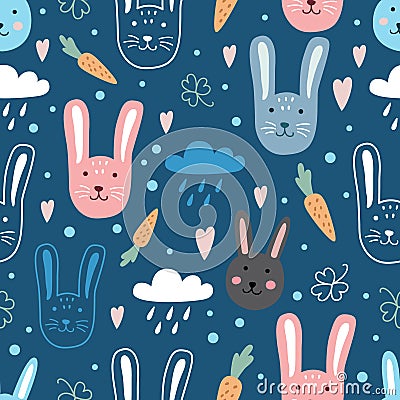 Seamless pattern with hares Vector Illustration