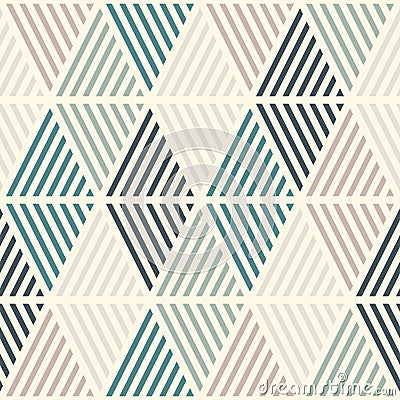 Seamless pattern with hatched diamonds. Argyle wallpaper. Rhombuses and lozenges motif. Repeated geometric figures Vector Illustration