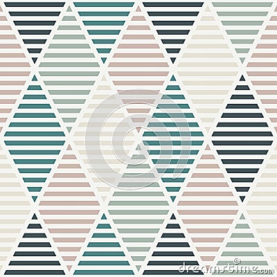 Seamless pattern with hatched diamonds. Argyle wallpaper. Rhombuses and lozenges motif. Repeated geometric figures Vector Illustration