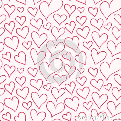 Seamless pattern with hearts of different sizes. A pattern for expressing feelings. Vector Illustration