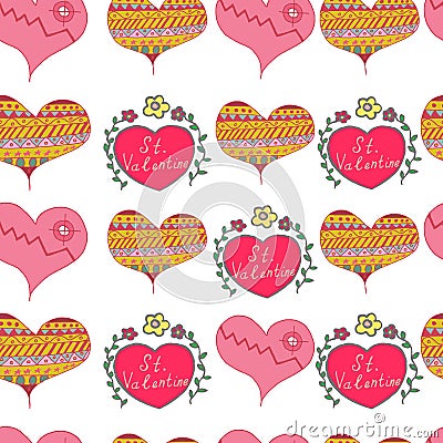 Seamless pattern with hearts Vector Illustration