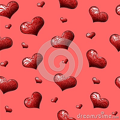 Seamless Pattern with Hearts Stock Photo