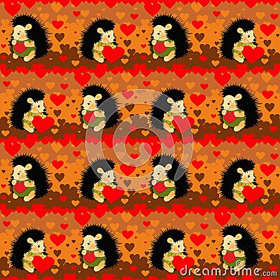 Hedgehogs lovers seamless pattern Stock Photo