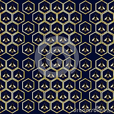 Seamless pattern, Hexagon hive texture design for print Vector Illustration