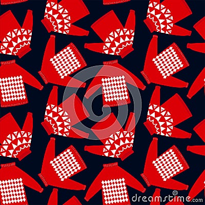 Seamless pattern for holiday events as Ugly Christmas Sweater party. Vector Illustration