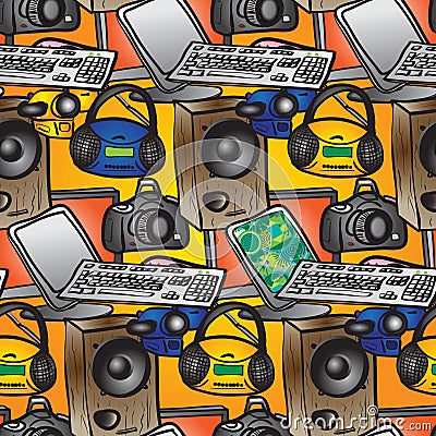 Seamless pattern home media technology Vector Illustration