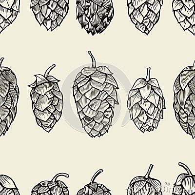 Seamless pattern with hops. Vector Illustration