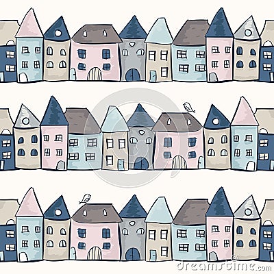 Seamless pattern with houses Vector Illustration