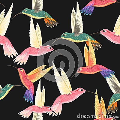 Seamless pattern with hummingbirds Vector Illustration