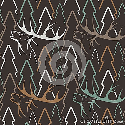 Seamless pattern for hunting theme. Vector Illustration