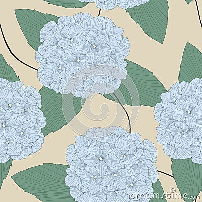 Seamless Pattern of Hydrangeas Vector Illustration