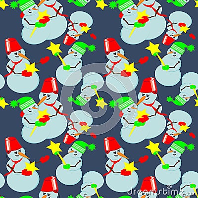 Seamless pattern - I will give you a star - snowmen Vector Illustration
