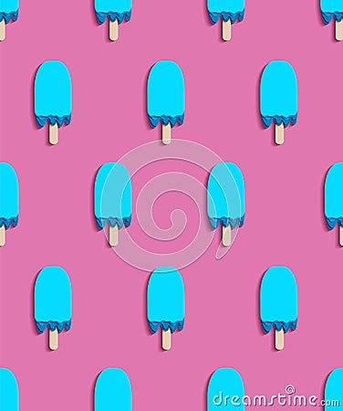 Seamless pattern of Ice cream cones. 3d vector Stock Photo