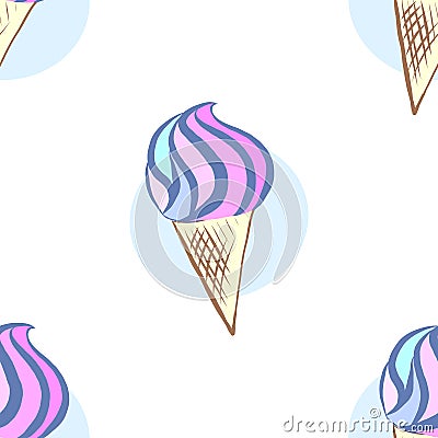 Seamless pattern with ice cream Vector Illustration