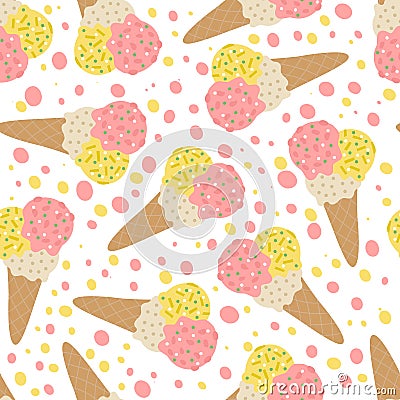 Seamless pattern of ice cream. Vector Illustration