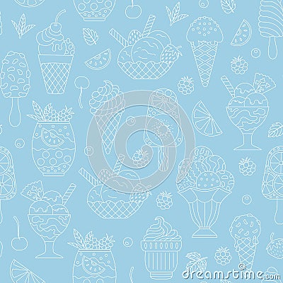 Seamless pattern of ice cream. Vector Illustration