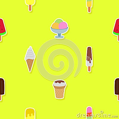 Seamless pattern with ice cream Vector Illustration