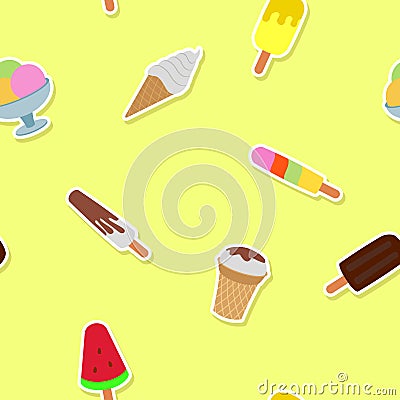 Seamless pattern with ice cream Vector Illustration