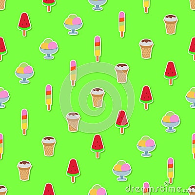 Seamless pattern with ice cream Vector Illustration