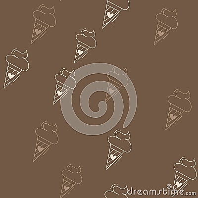 Seamless pattern with ice creams and hearts . Vector Vector Illustration