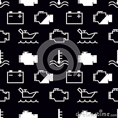 Seamless pattern icons on the car panel, vector illustration Vector Illustration