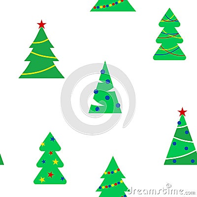 Seamless pattern of illustration of Christmas and New Yaer trees Vector Illustration