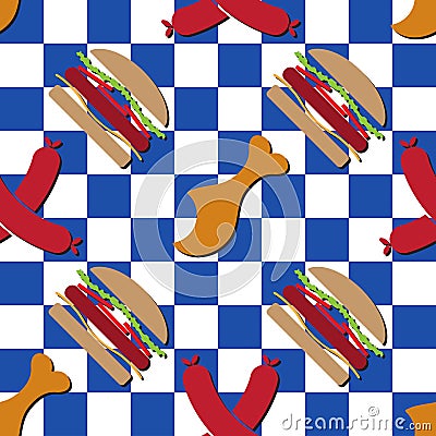 Seamless pattern illustration - colored food Vector Illustration