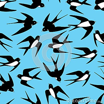 1324 petterne, seamless pattern image birds of martlet, ornament for wallpaper and fabric, scrapbooking paper, background for diff Vector Illustration