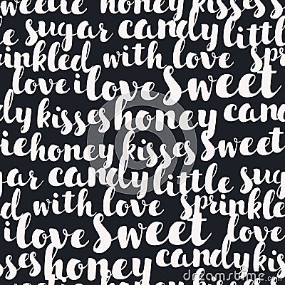 Seamless pattern with international sweet words. Vector Illustration