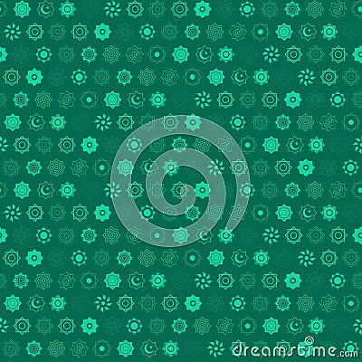 Seamless pattern with Islamic symbols Islamic stars Rub el Hizb Vector Illustration